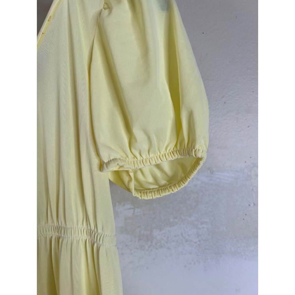 Jennifer Dale Yellow Nightgown Puff Sleeves Ruffle Hem Size 9 Vintage 70’s retro - Picture 3 of 7